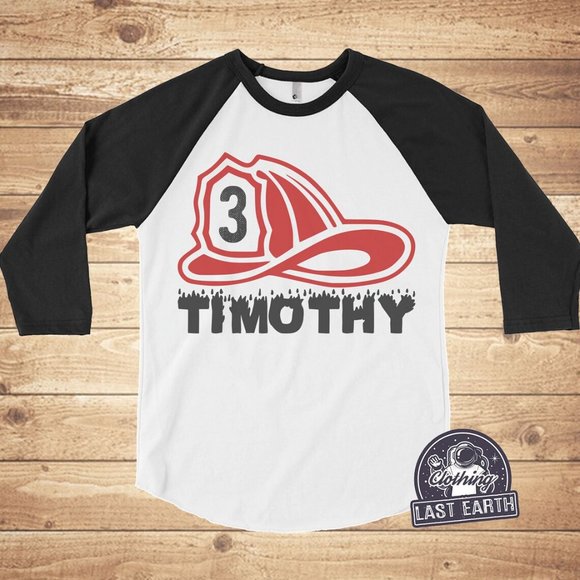Firefighter Birthday Shirt Personalized Firefighter Gifts for Boys Girls Party - Picture 1 of 2